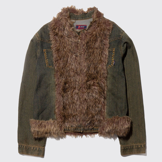 vintage fur trucker jacket