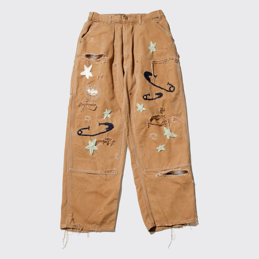 *one-off craft repaired double knee trousers