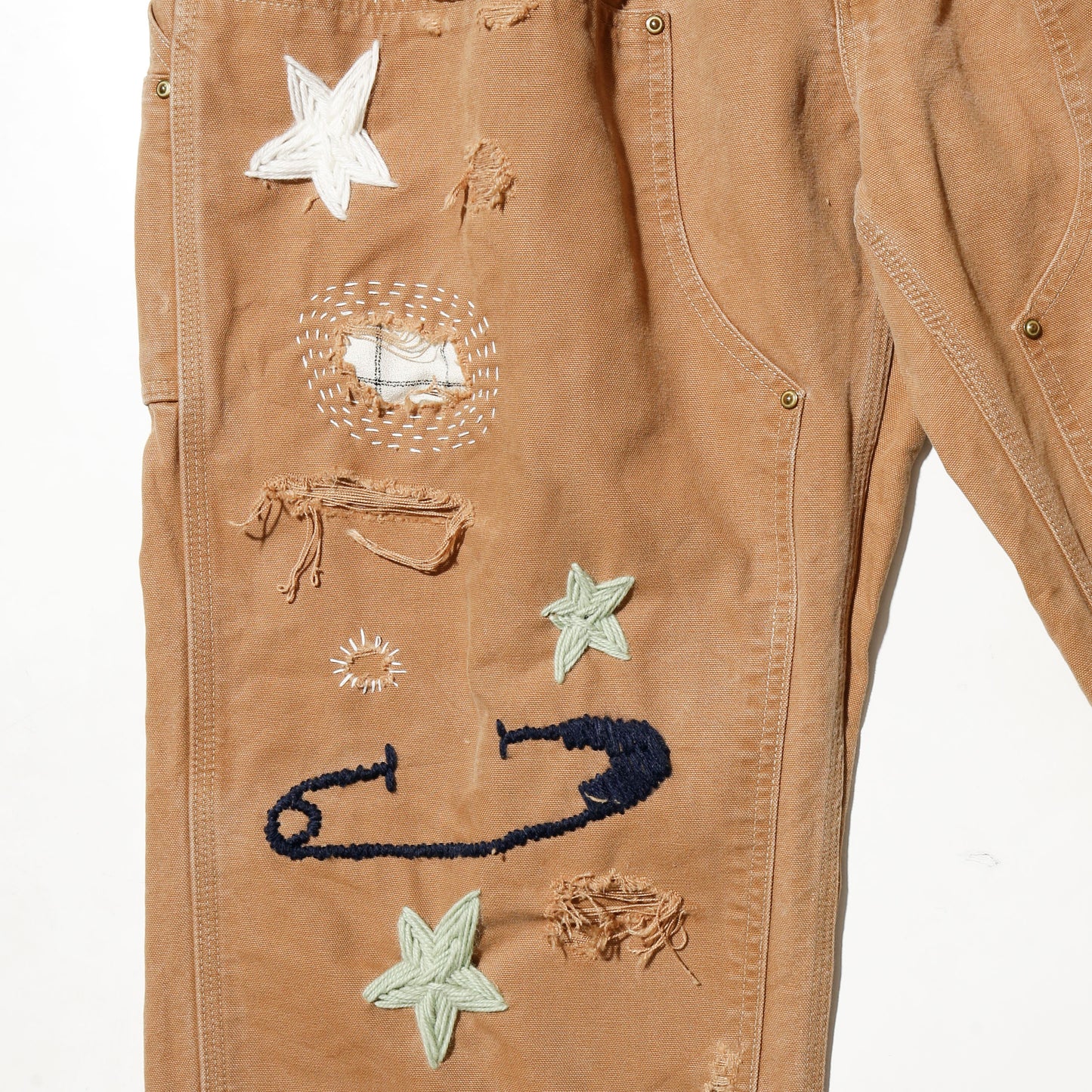 *one-off craft repaired double knee trousers