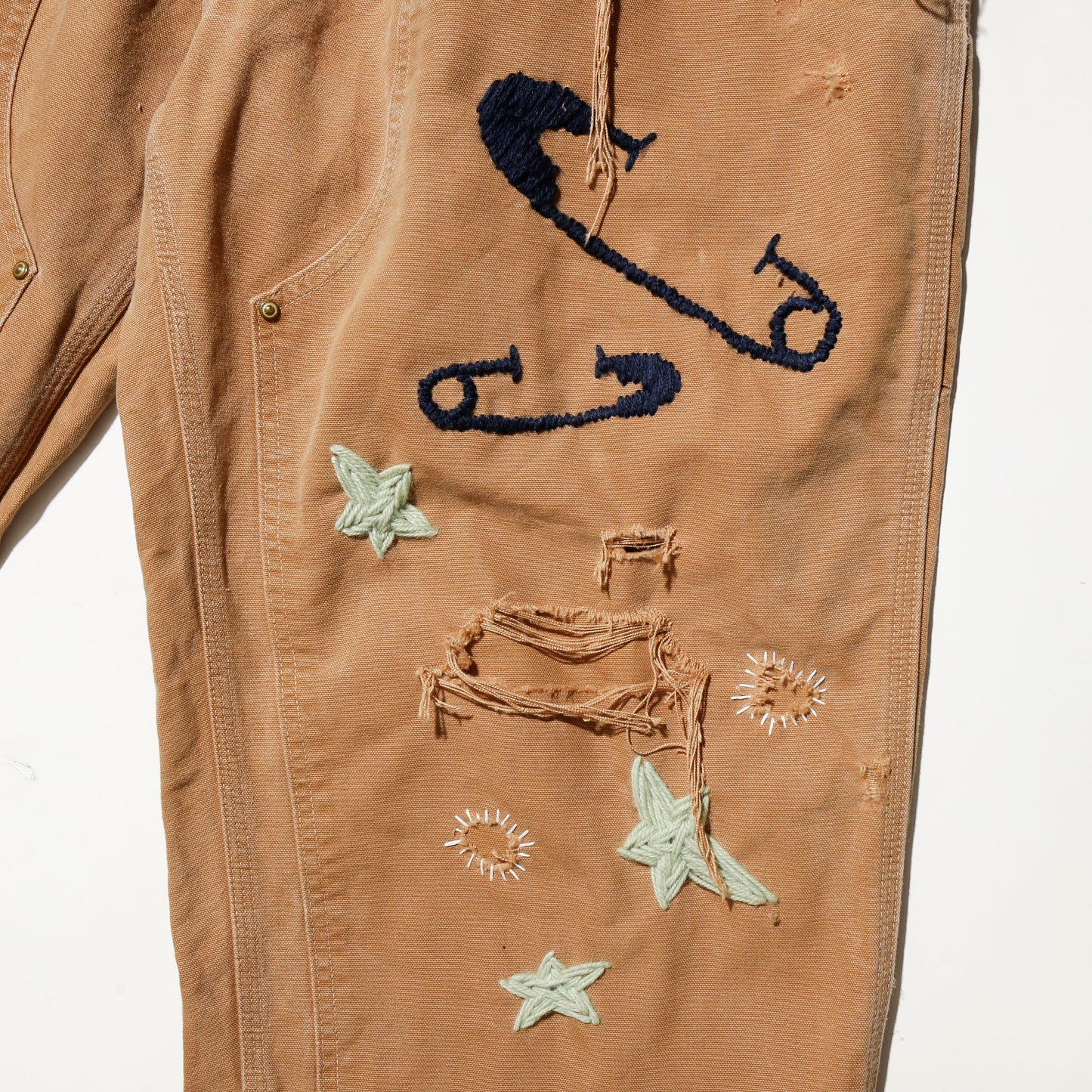 *one-off craft repaired double knee trousers