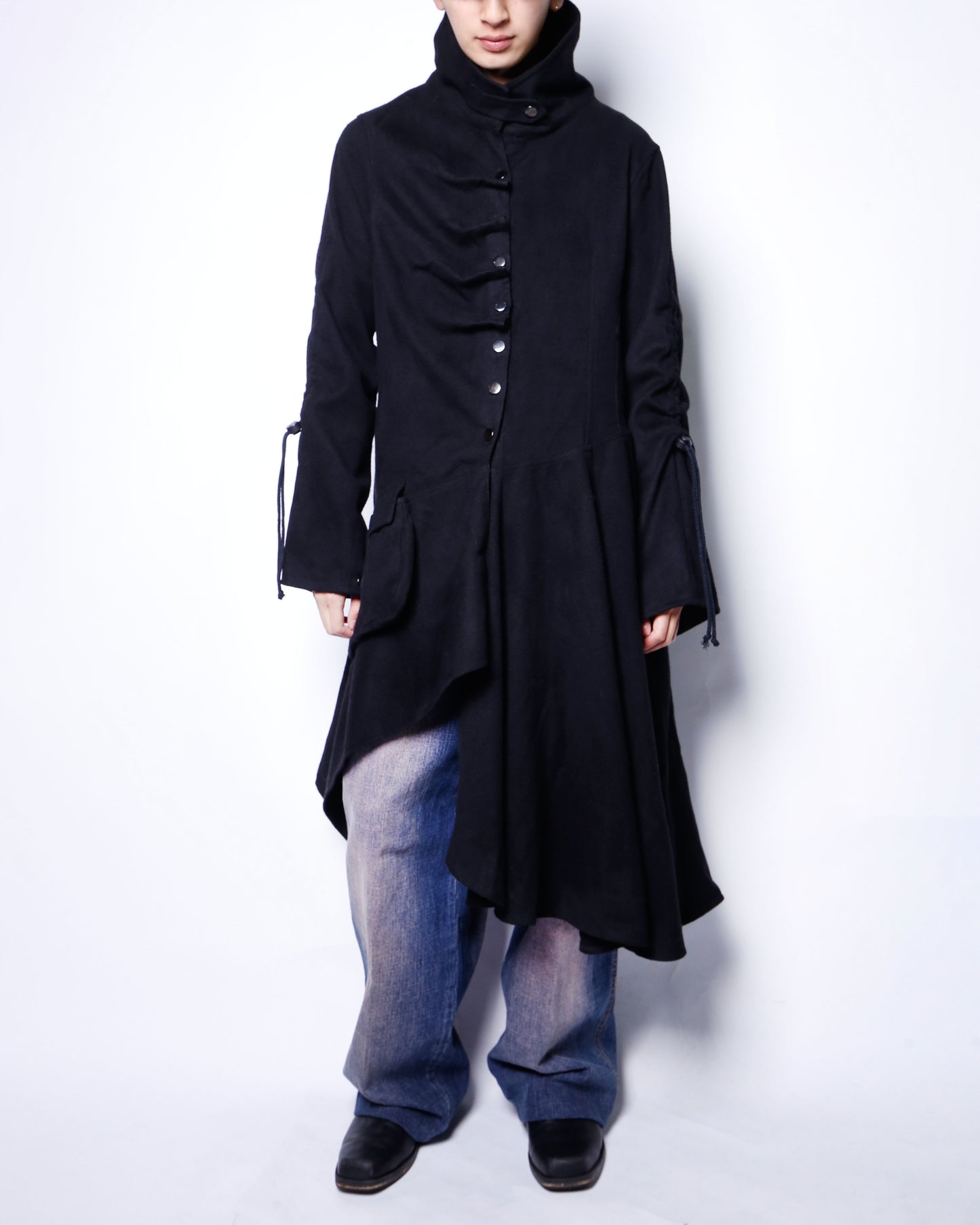 vintage pinched asymmetry wool coat
