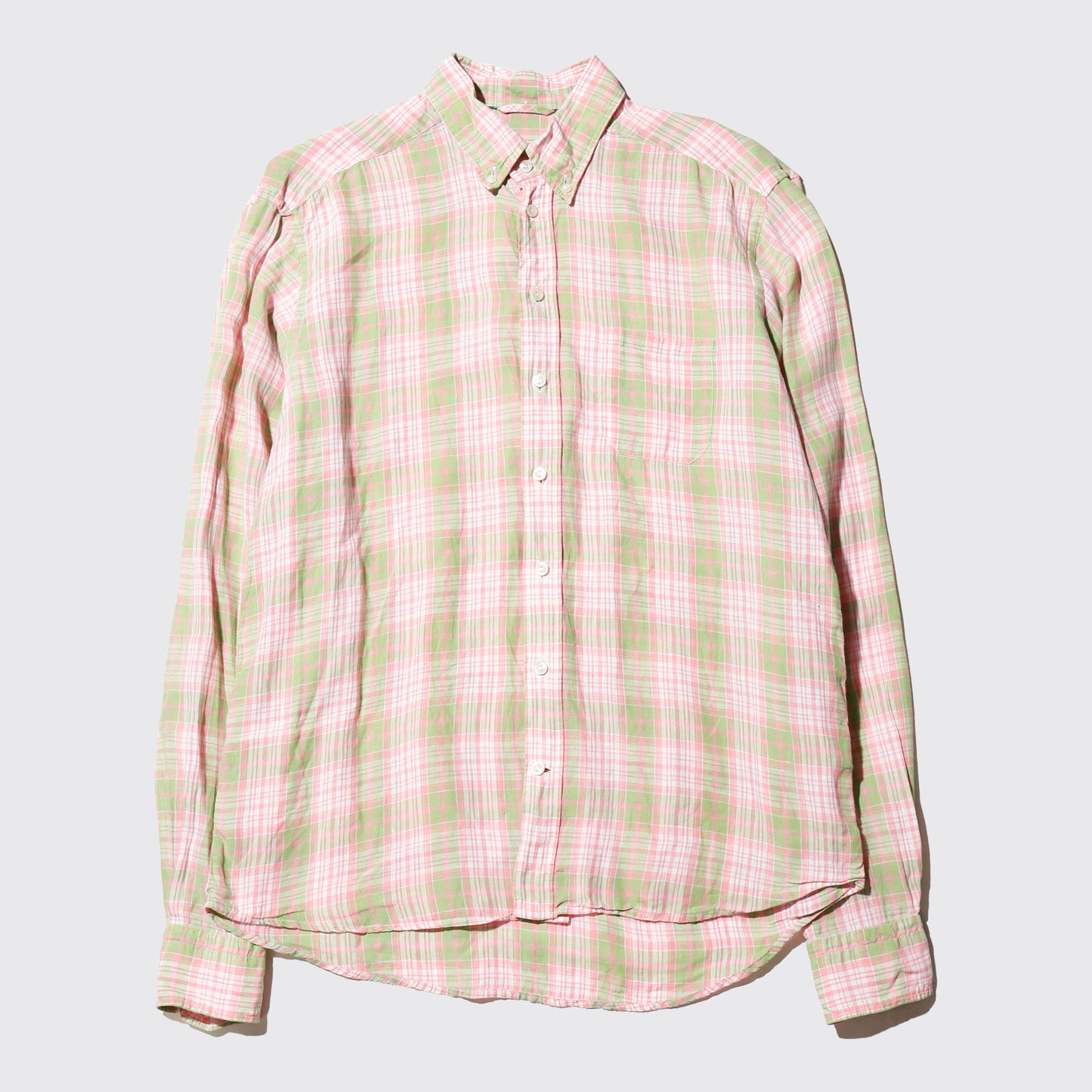 vintage loose check linen shirt