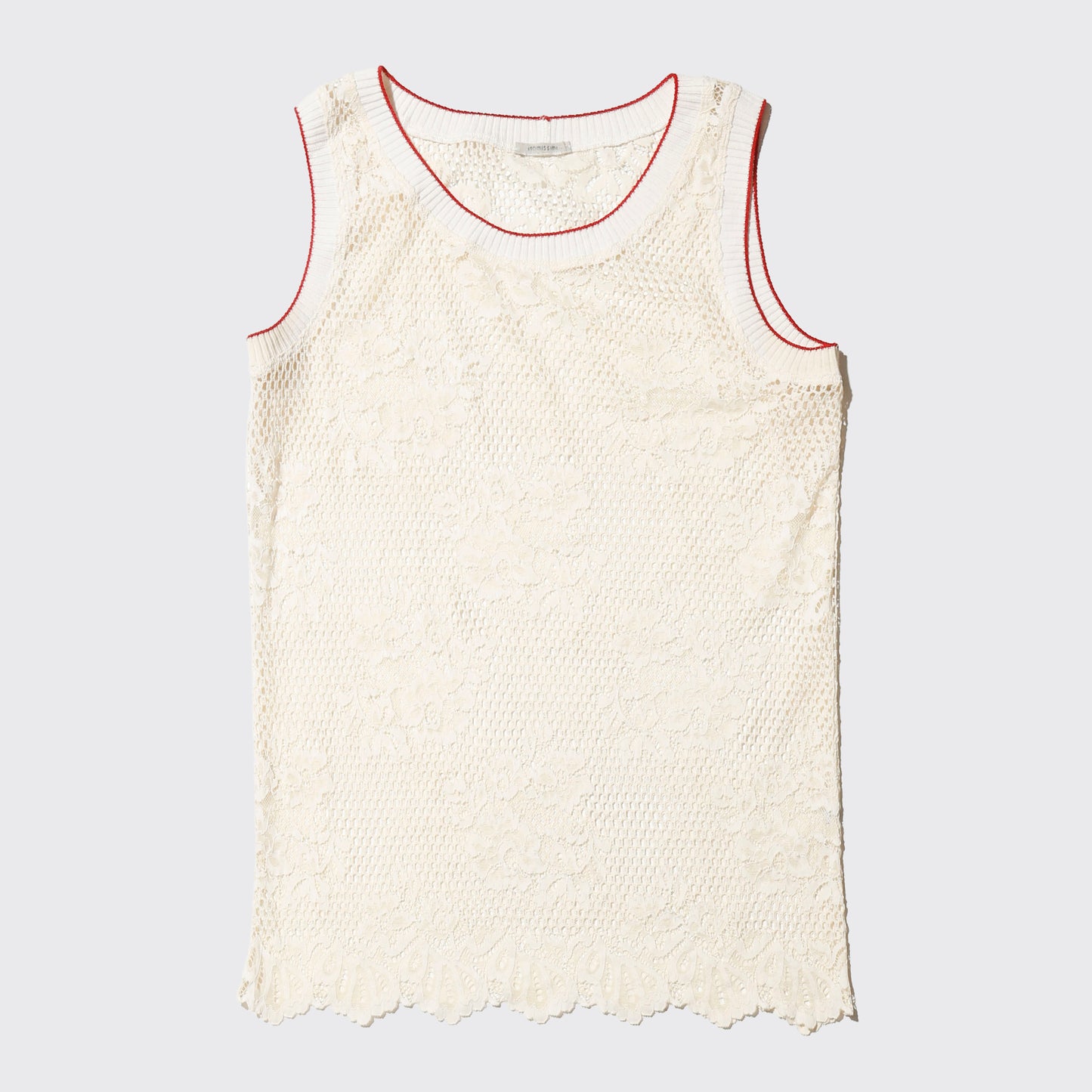 vintage floral mesh rib tank top