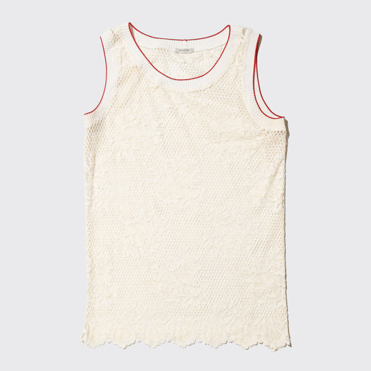 vintage floral mesh rib tank top