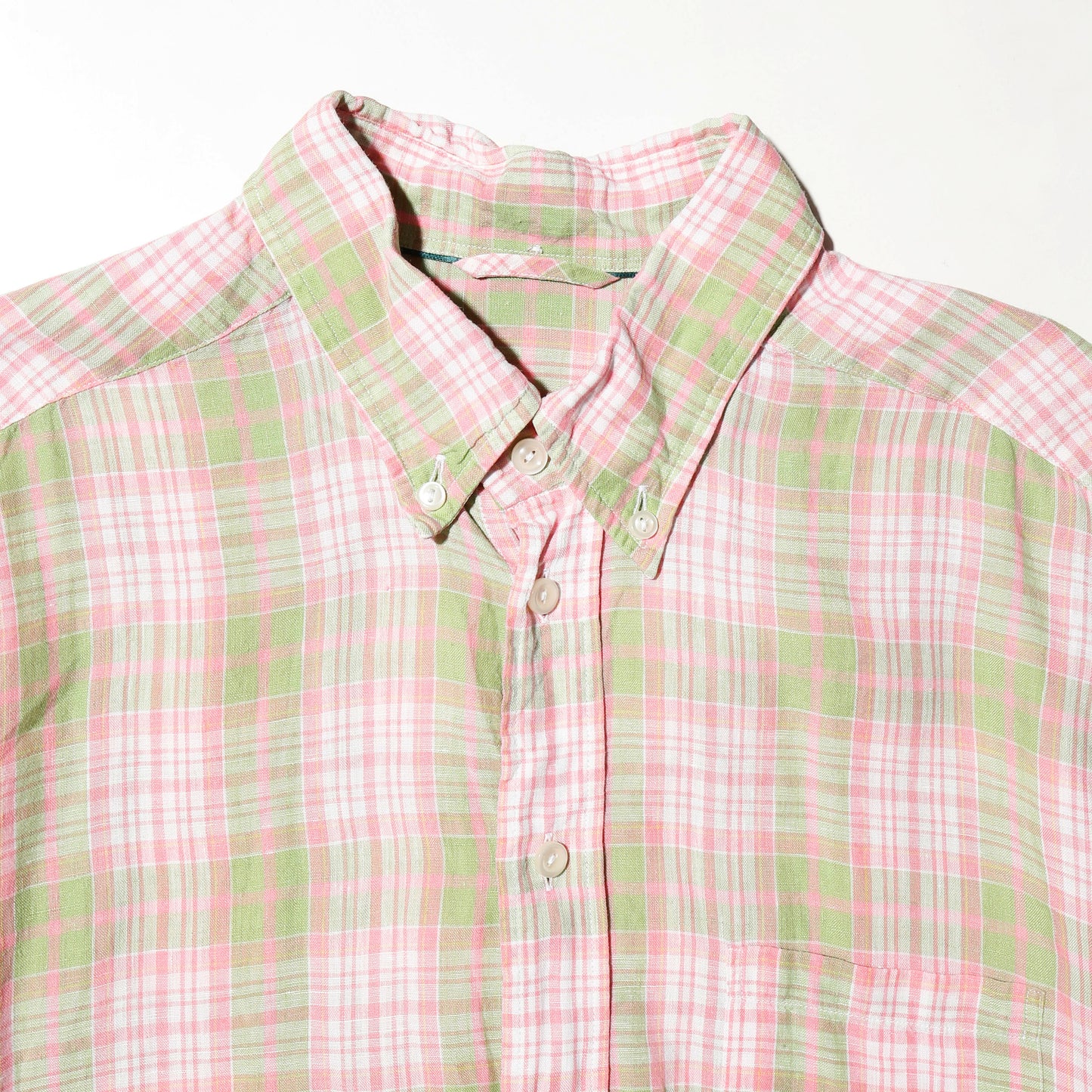 vintage loose check linen shirt