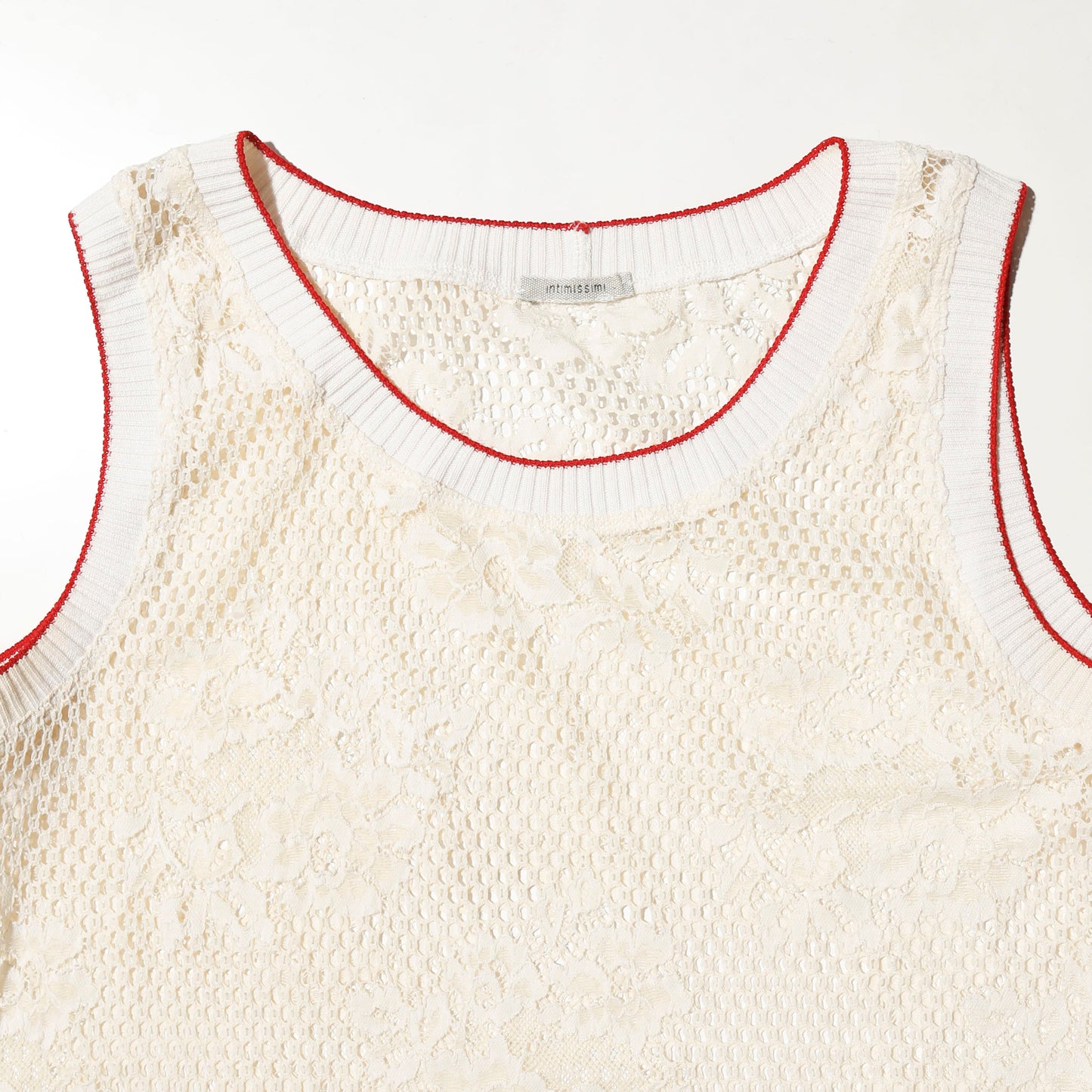 vintage floral mesh rib tank top
