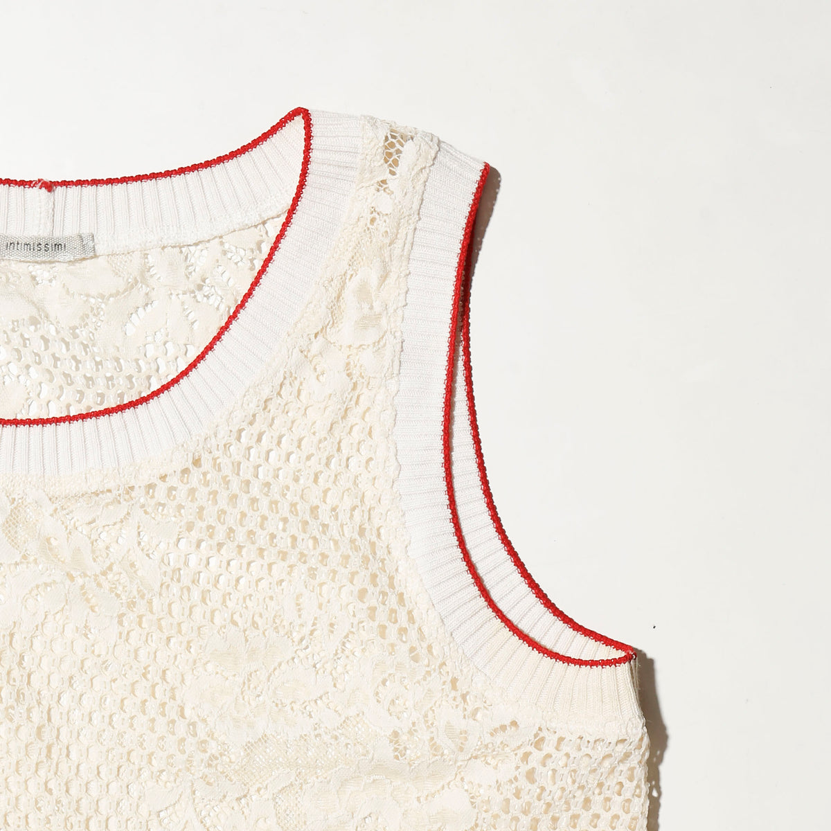 vintage floral mesh rib tank top