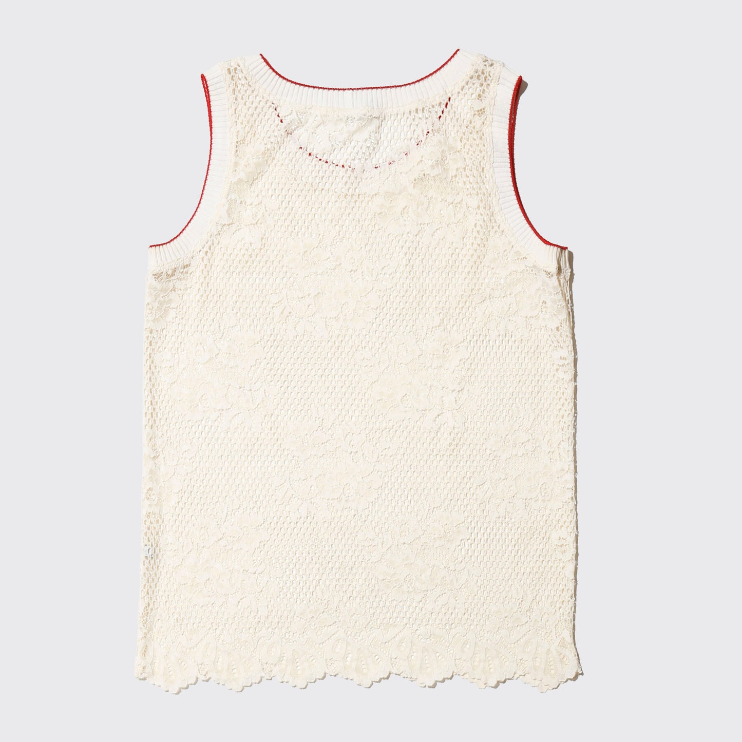 vintage floral mesh rib tank top