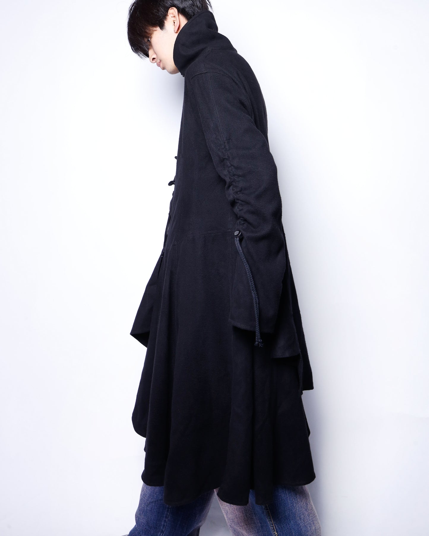 vintage pinched asymmetry wool coat