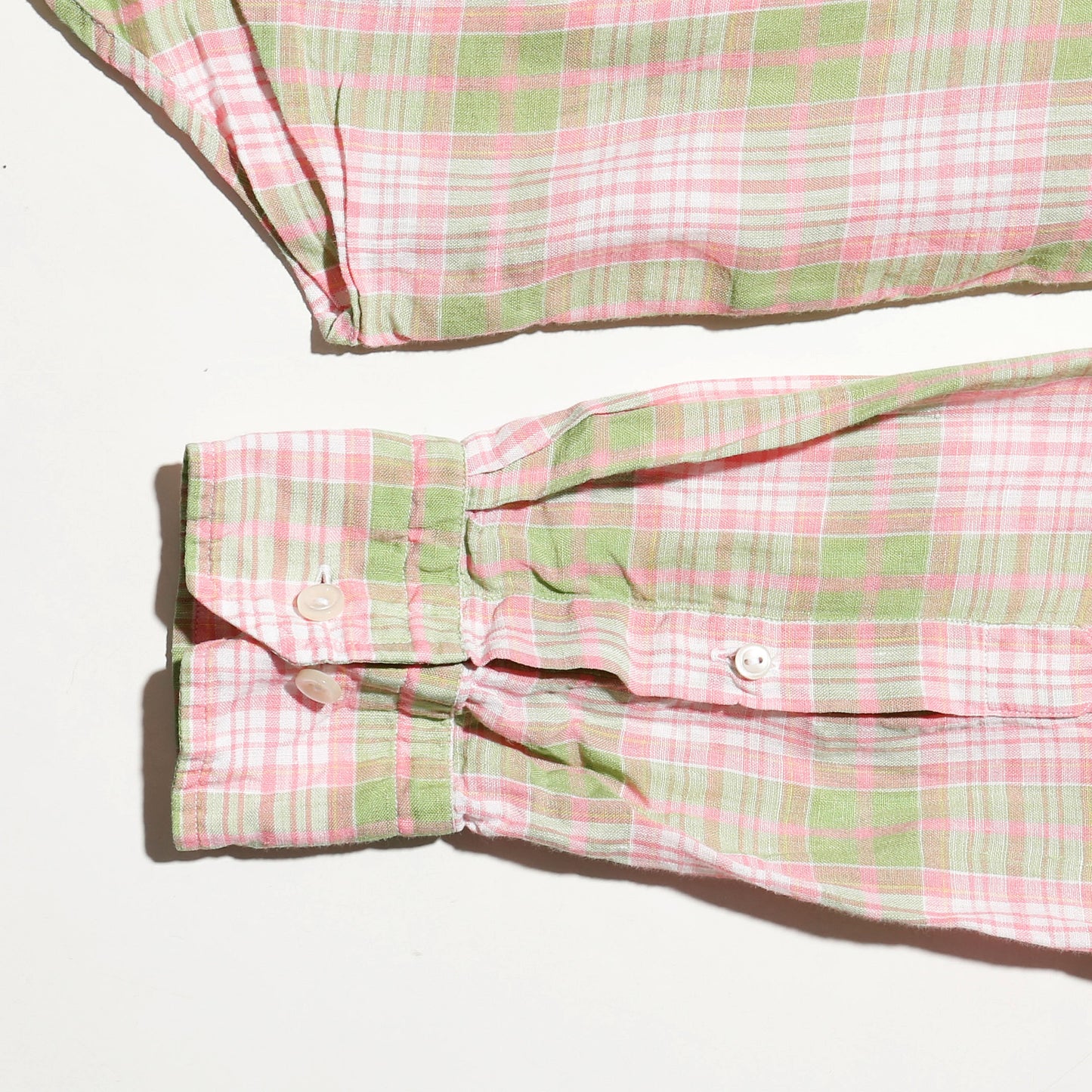 vintage loose check linen shirt
