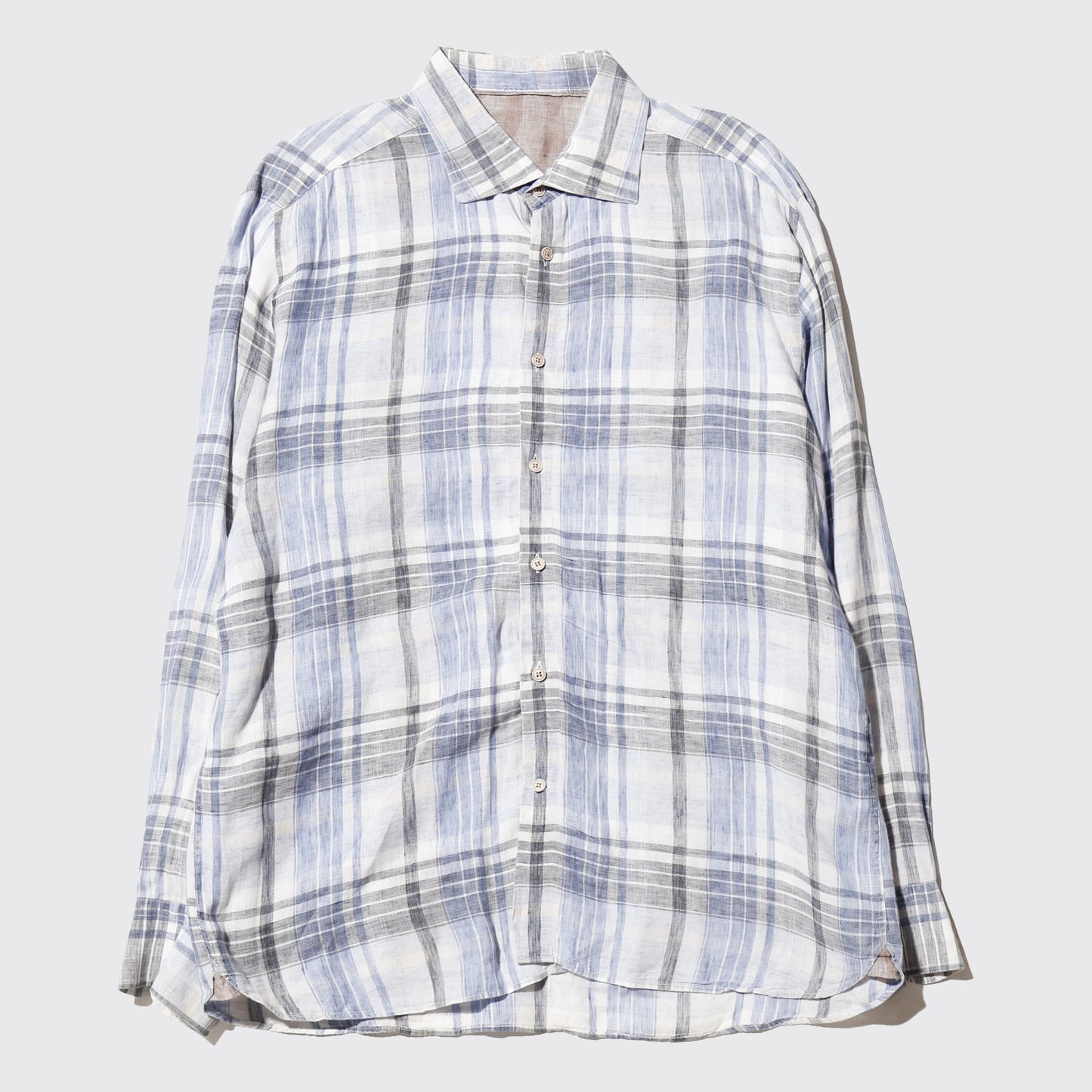 vintage loose check linen shirt