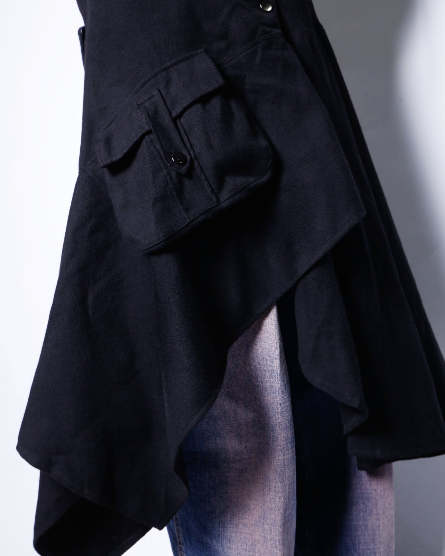 vintage pinched asymmetry wool coat