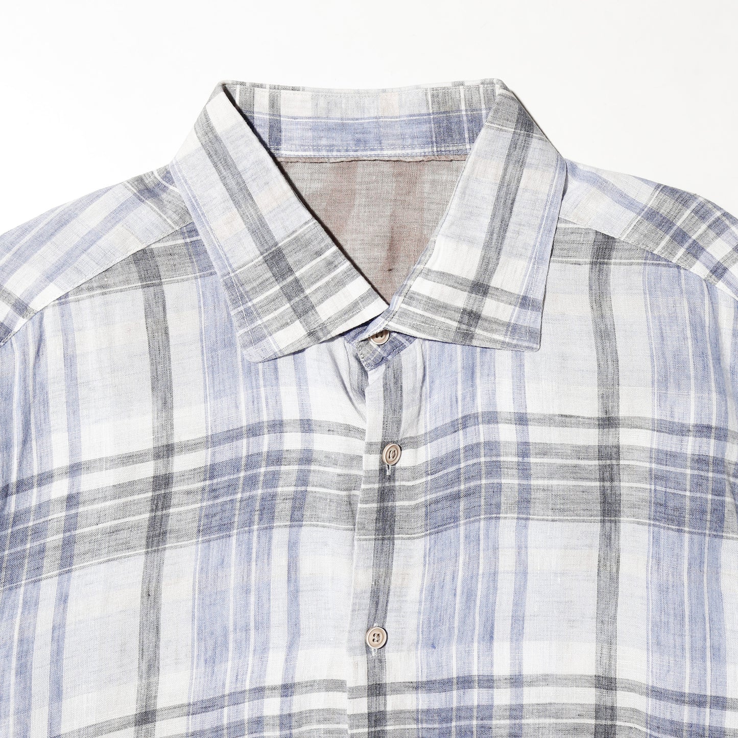 vintage loose check linen shirt