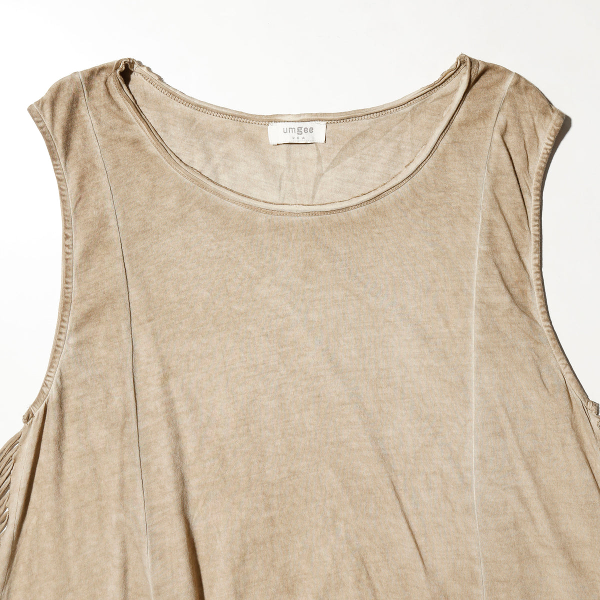 vintage distressed side fringe tank top