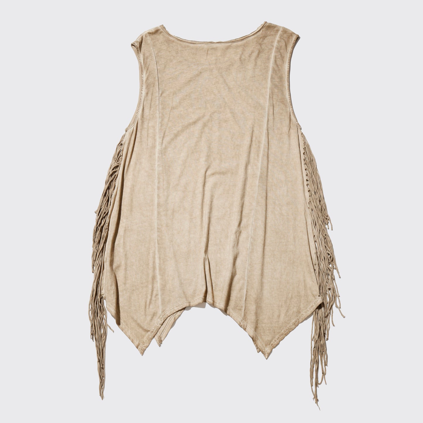 vintage distressed side fringe tank top