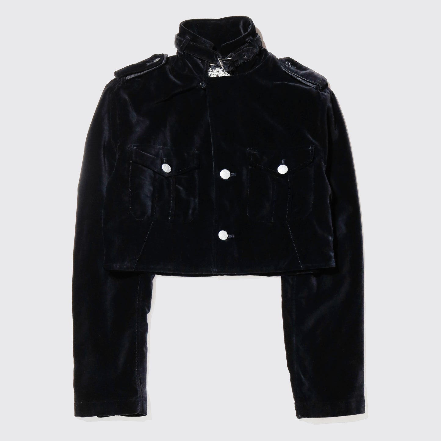 vintage cropped velvet officer jacket