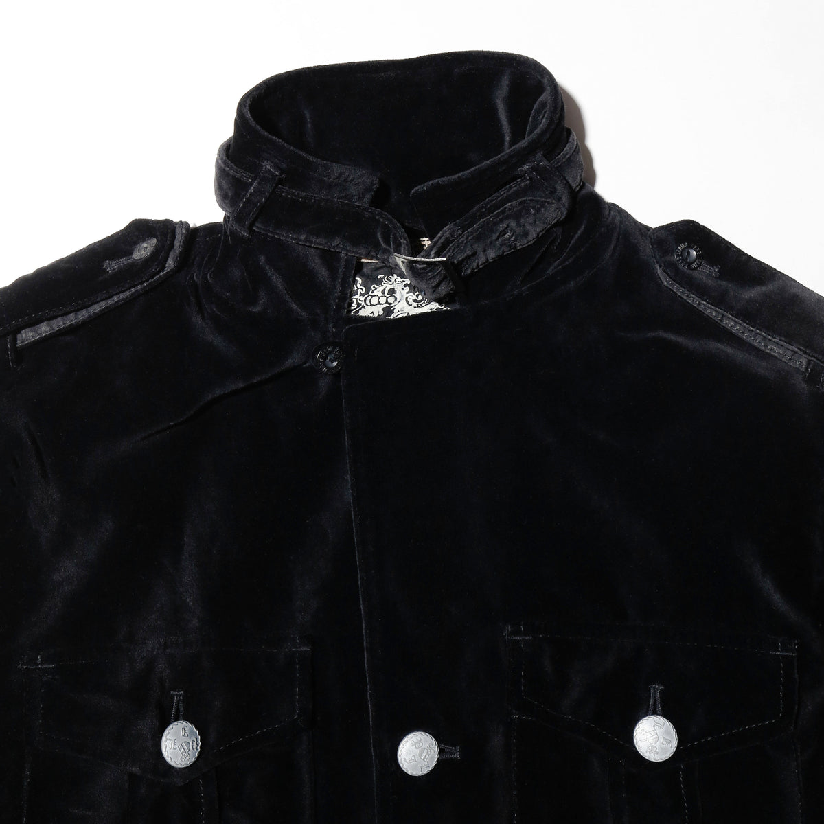 vintage cropped velvet officer jacket