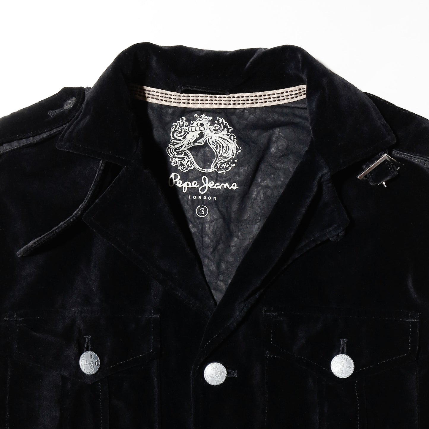 vintage cropped velvet officer jacket