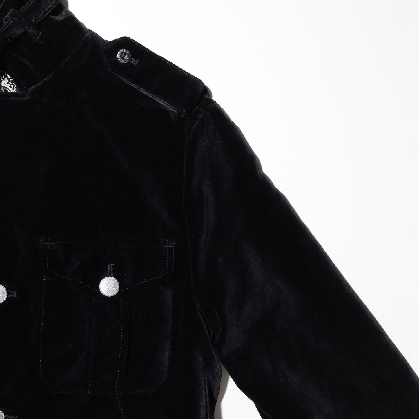 vintage cropped velvet officer jacket