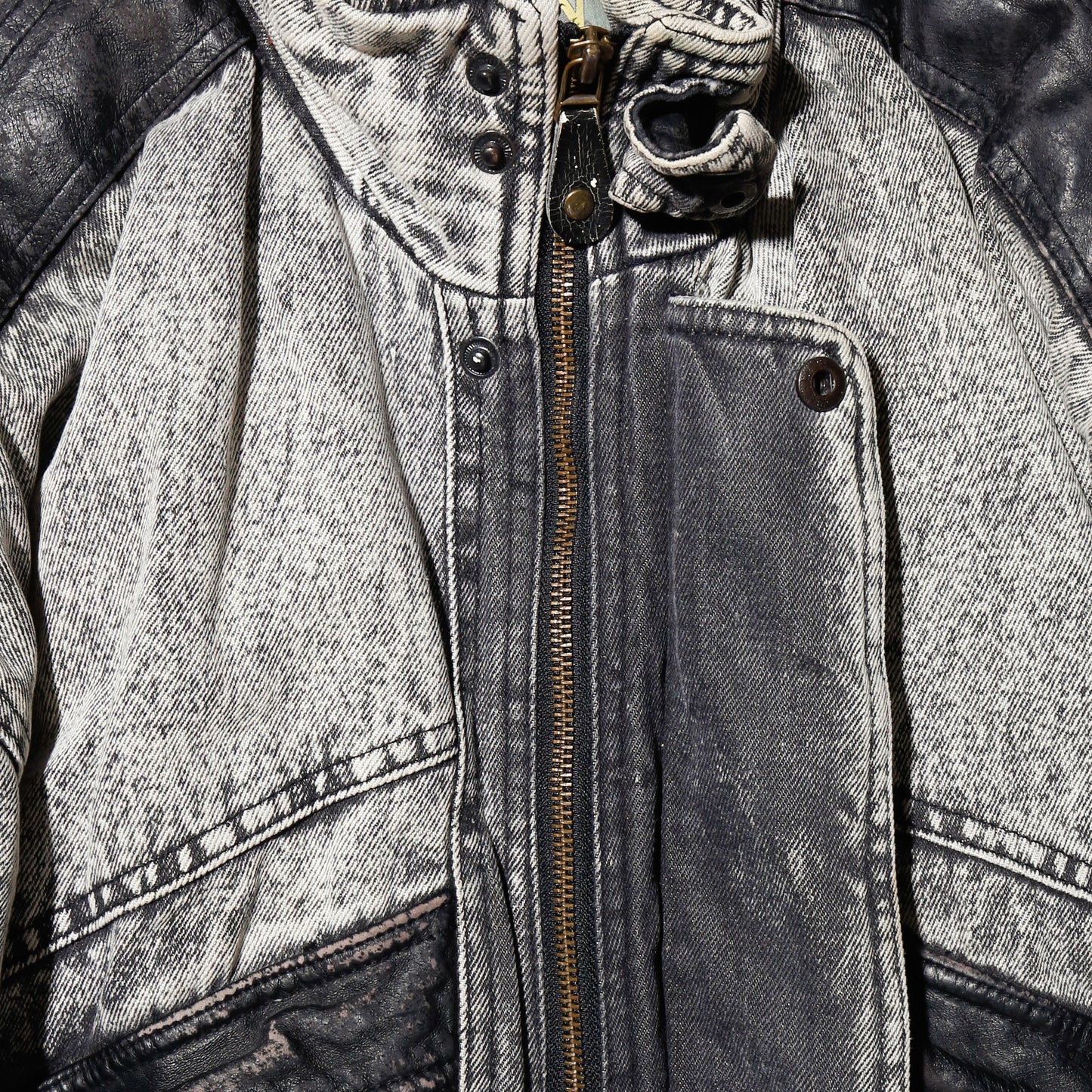 vintage padded denim aviator jacket , hood strage