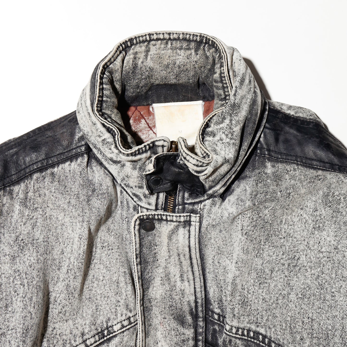 vintage padded denim aviator jacket , hood strage