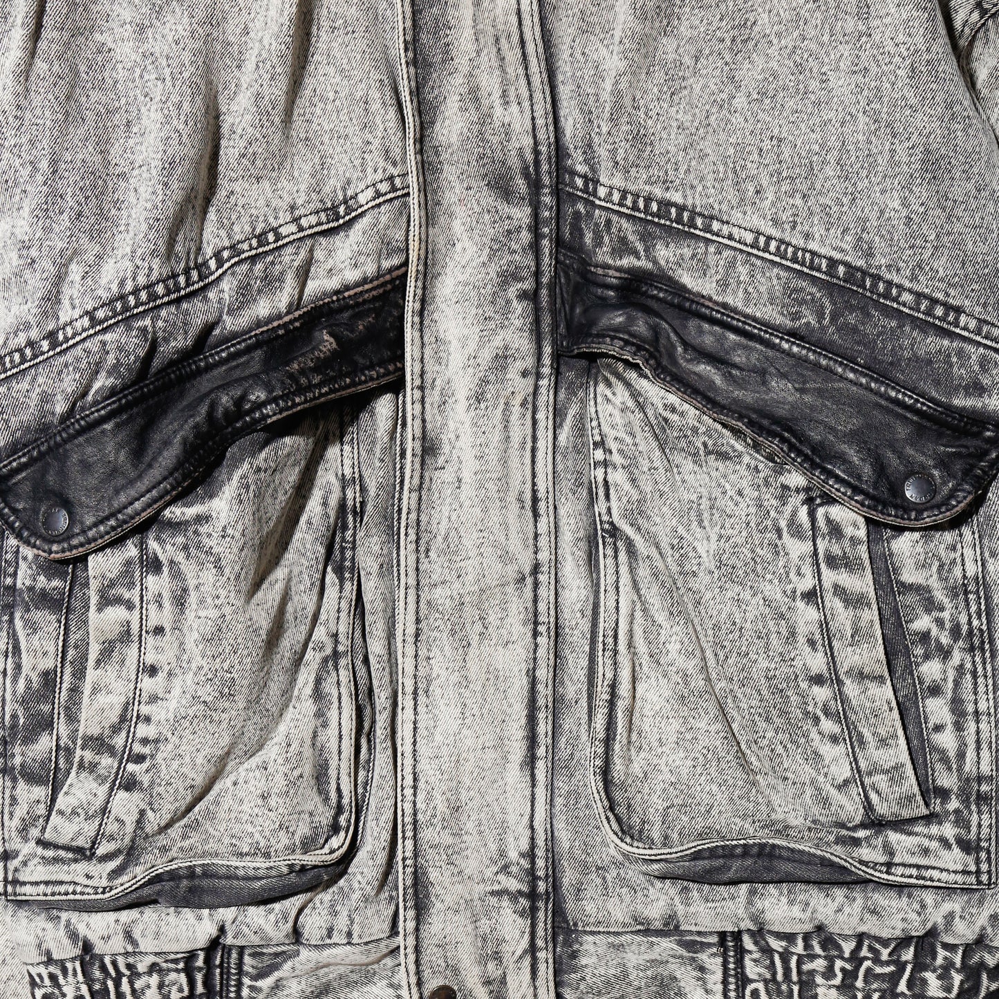 vintage padded denim aviator jacket , hood strage