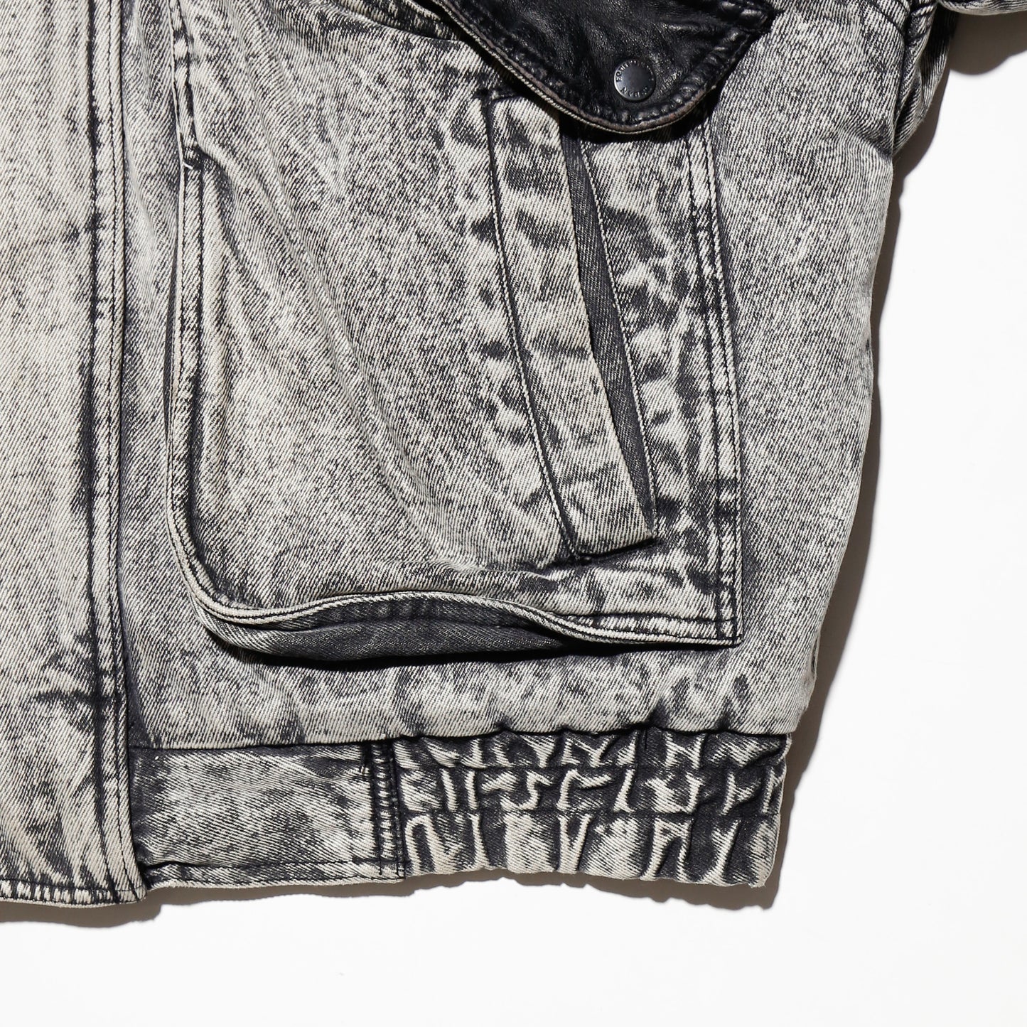 vintage padded denim aviator jacket , hood strage