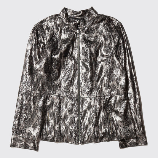 vintage faux metalic python jacket