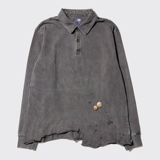 *one-off broken polo shirt, with copper badge
