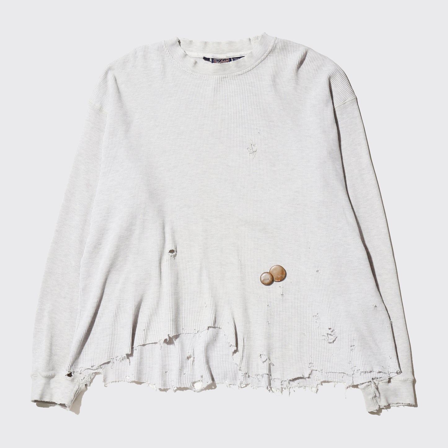 *one-off broken thermal cut sew, with copper badge