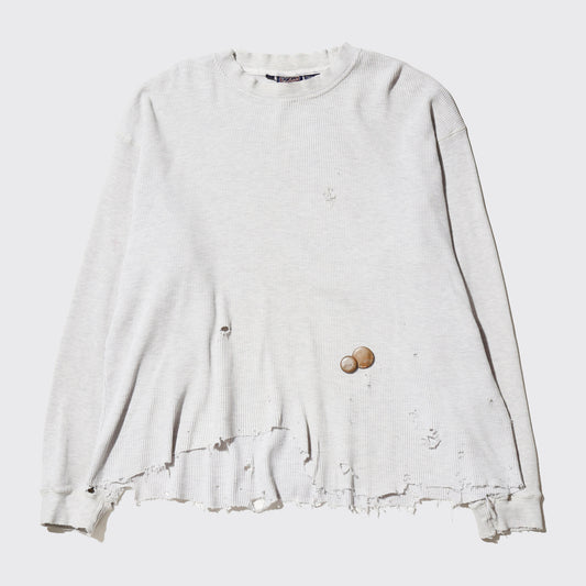 *one-off broken thermal cut sew, with copper badge