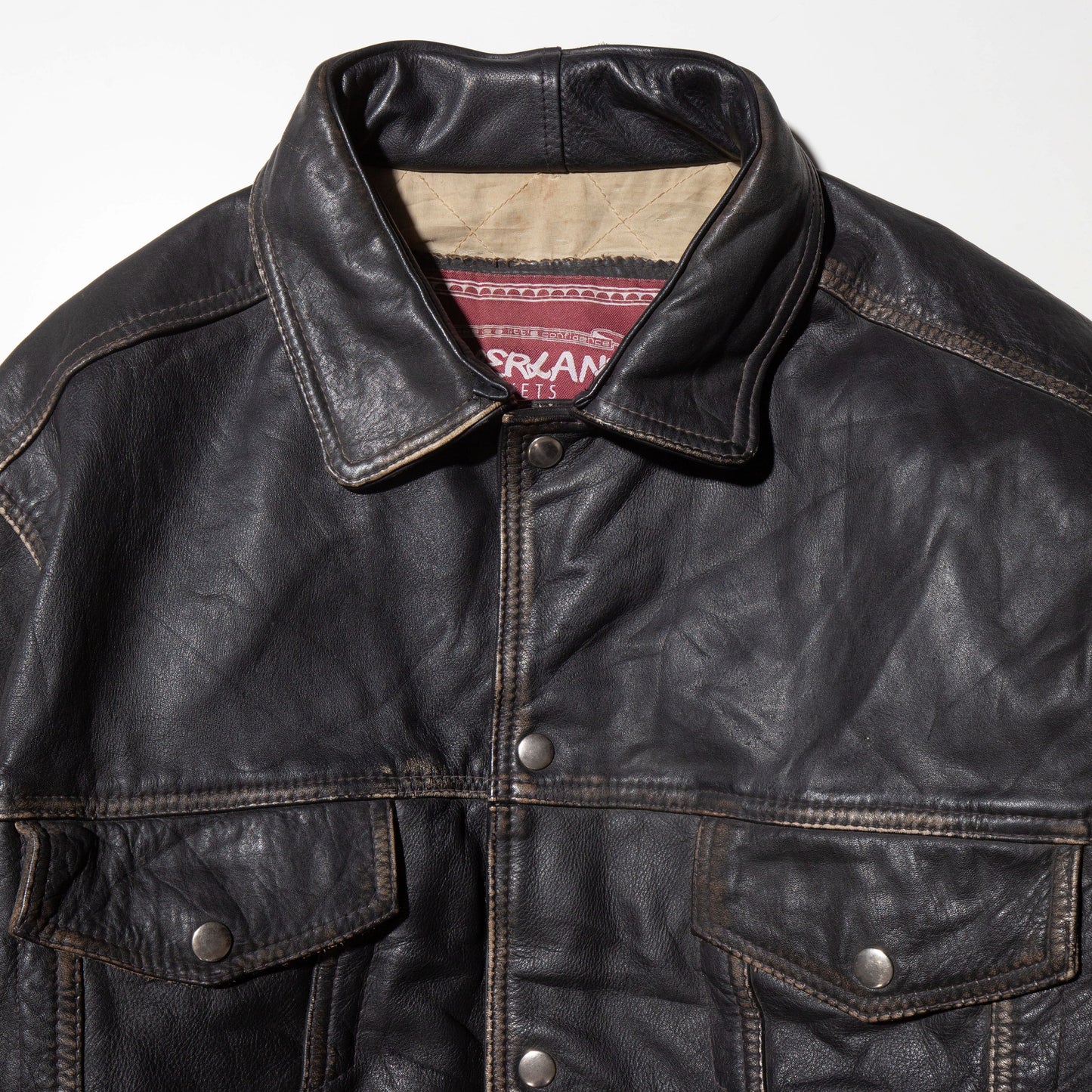 vintage loose leather trucker jacket