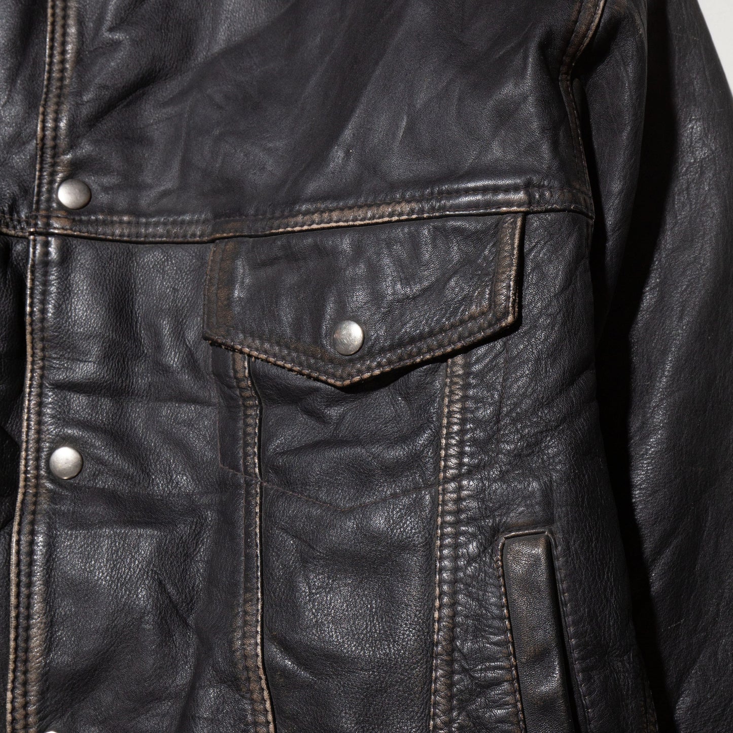 vintage loose leather trucker jacket