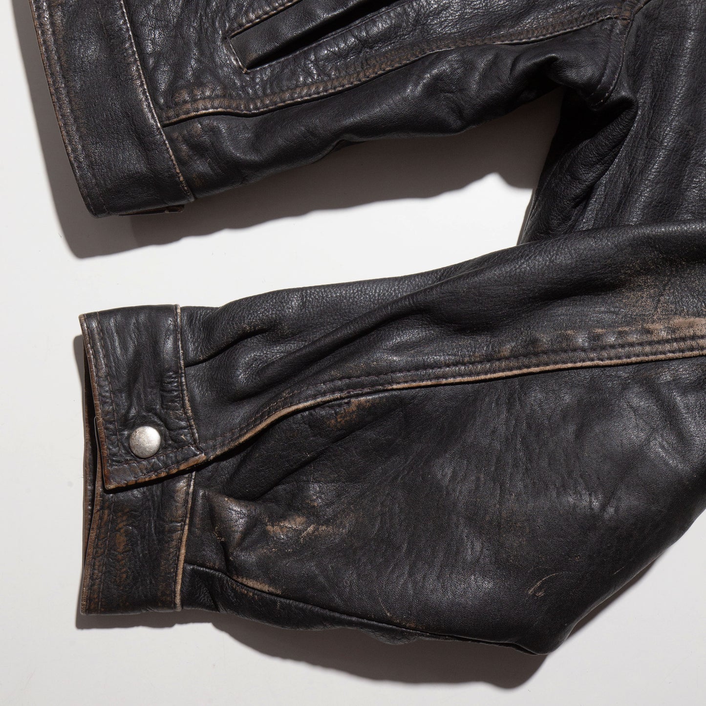 vintage loose leather trucker jacket