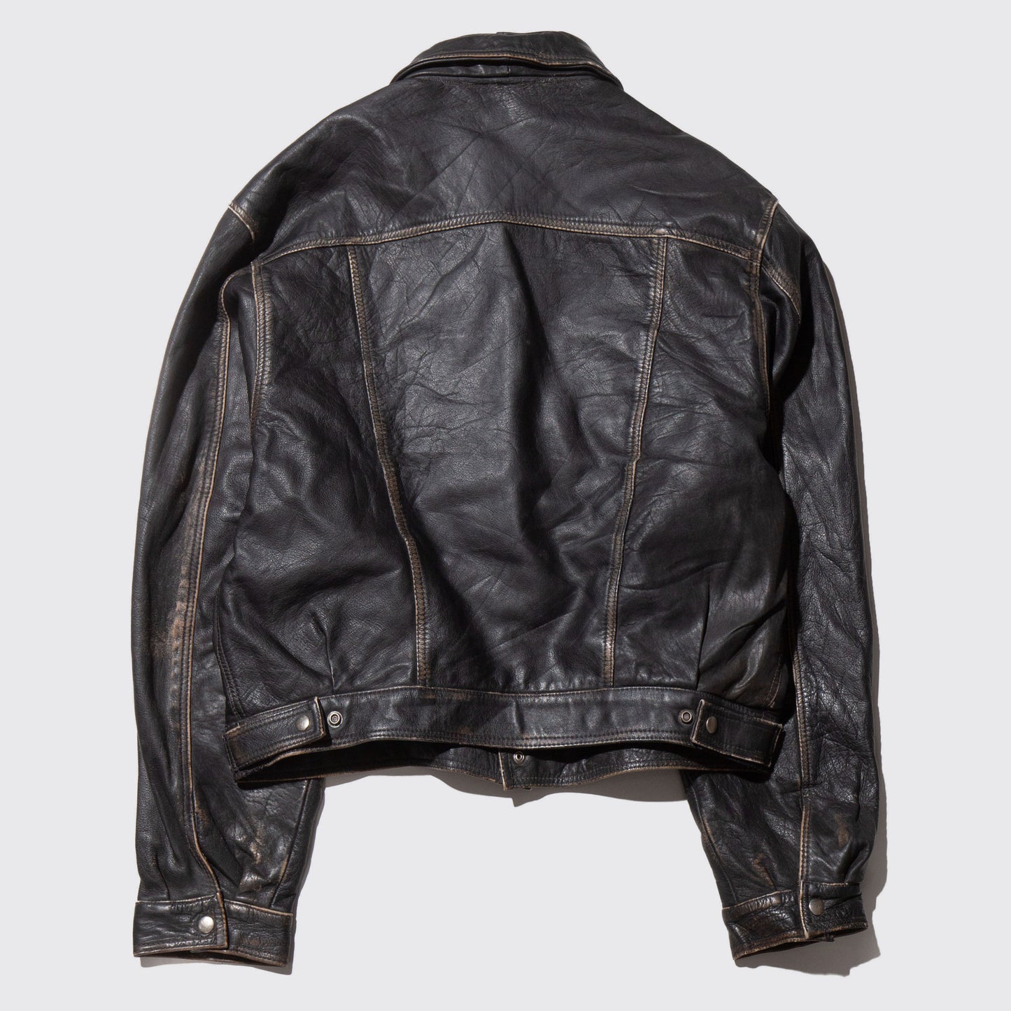 vintage loose leather trucker jacket