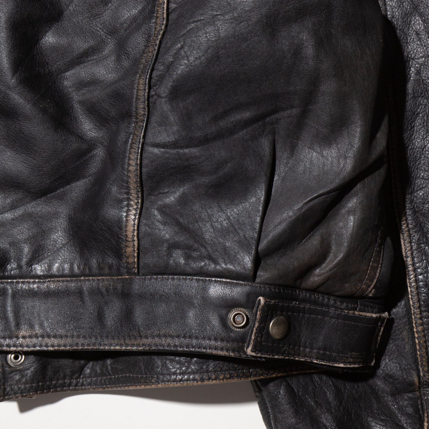 vintage loose leather trucker jacket
