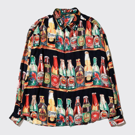 vintage 80's beer junkie rayon shirt