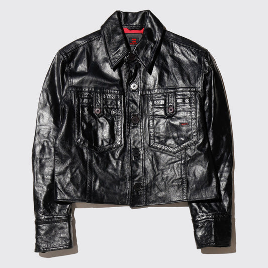 vintage cropped aviator leather jacket *resized