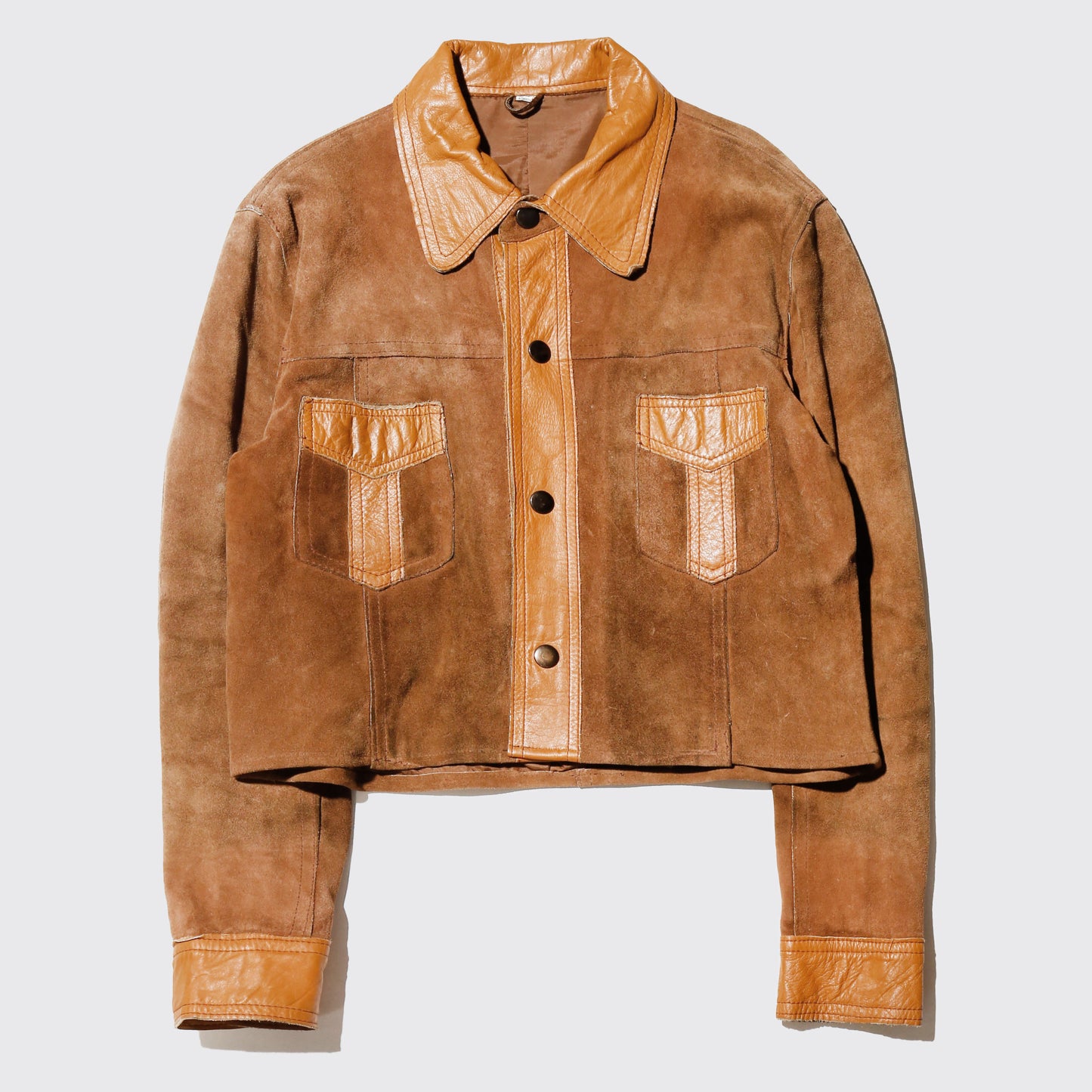 vintage 70's cropped suede leather trucker jacket