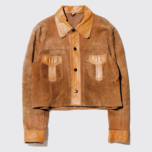 vintage 70's cropped suede leather trucker jacket