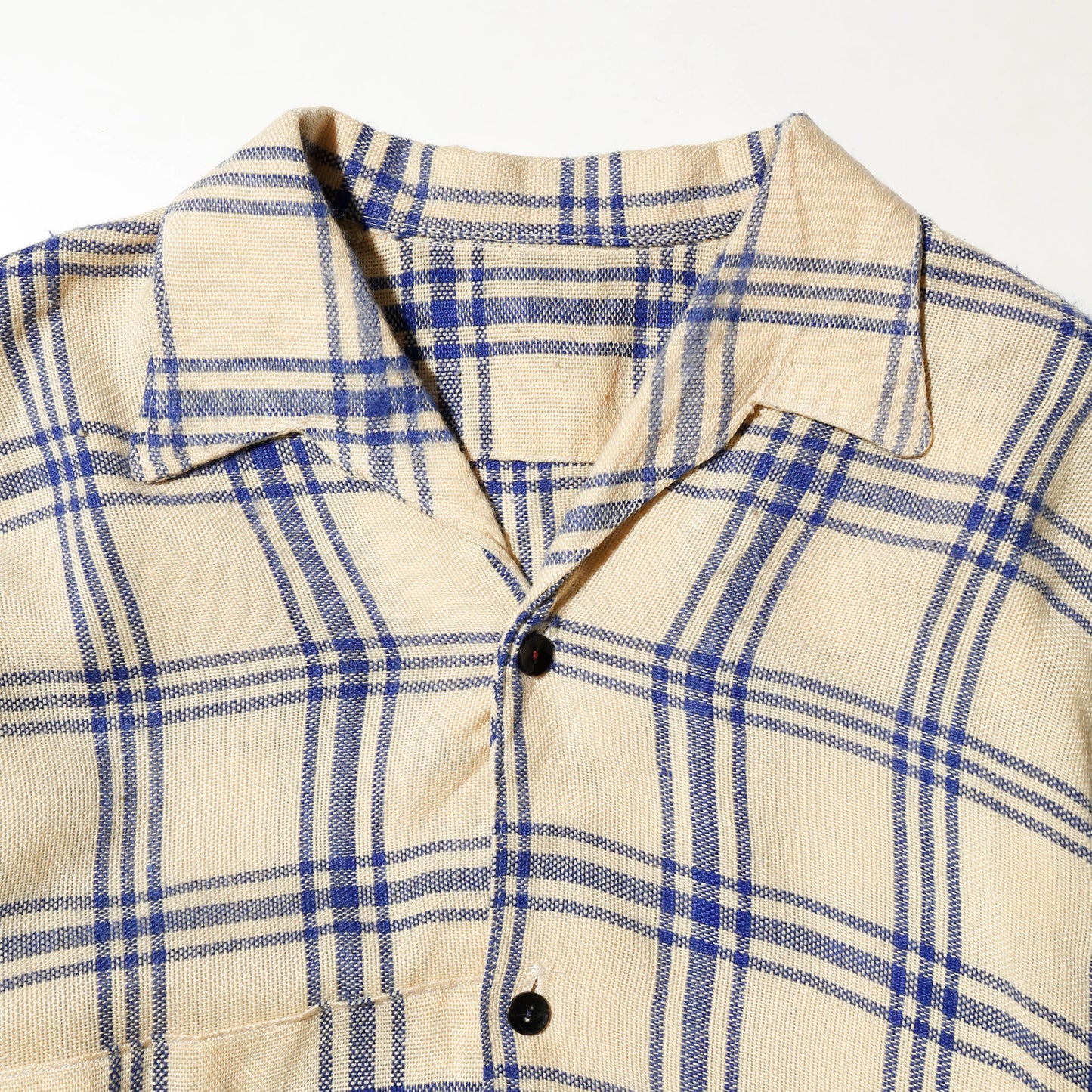 vintage open collar check slab shirt
