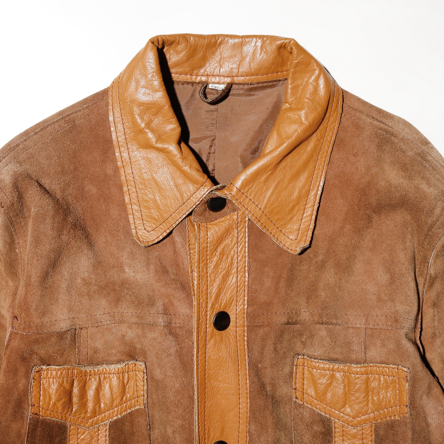 vintage 70's cropped suede leather trucker jacket