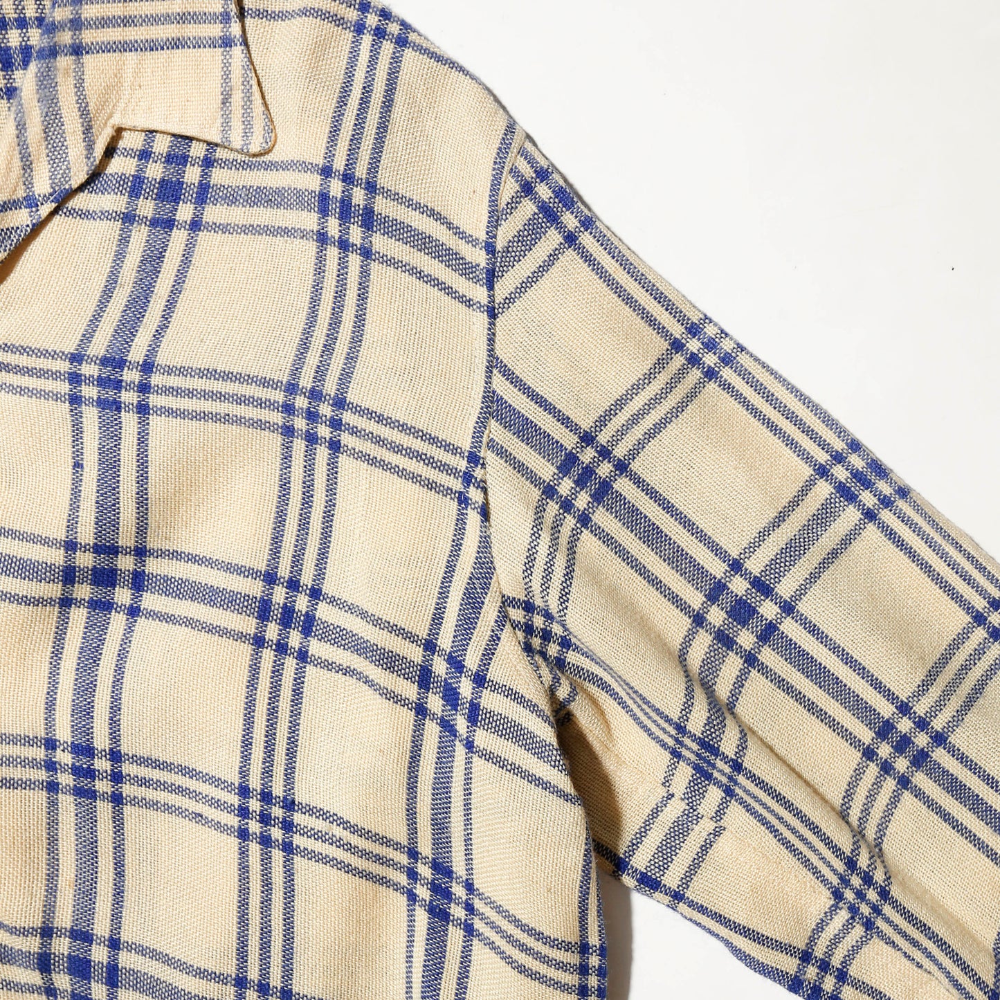 vintage open collar check slab shirt