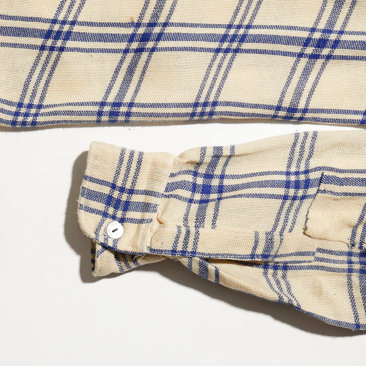 vintage open collar check slab shirt