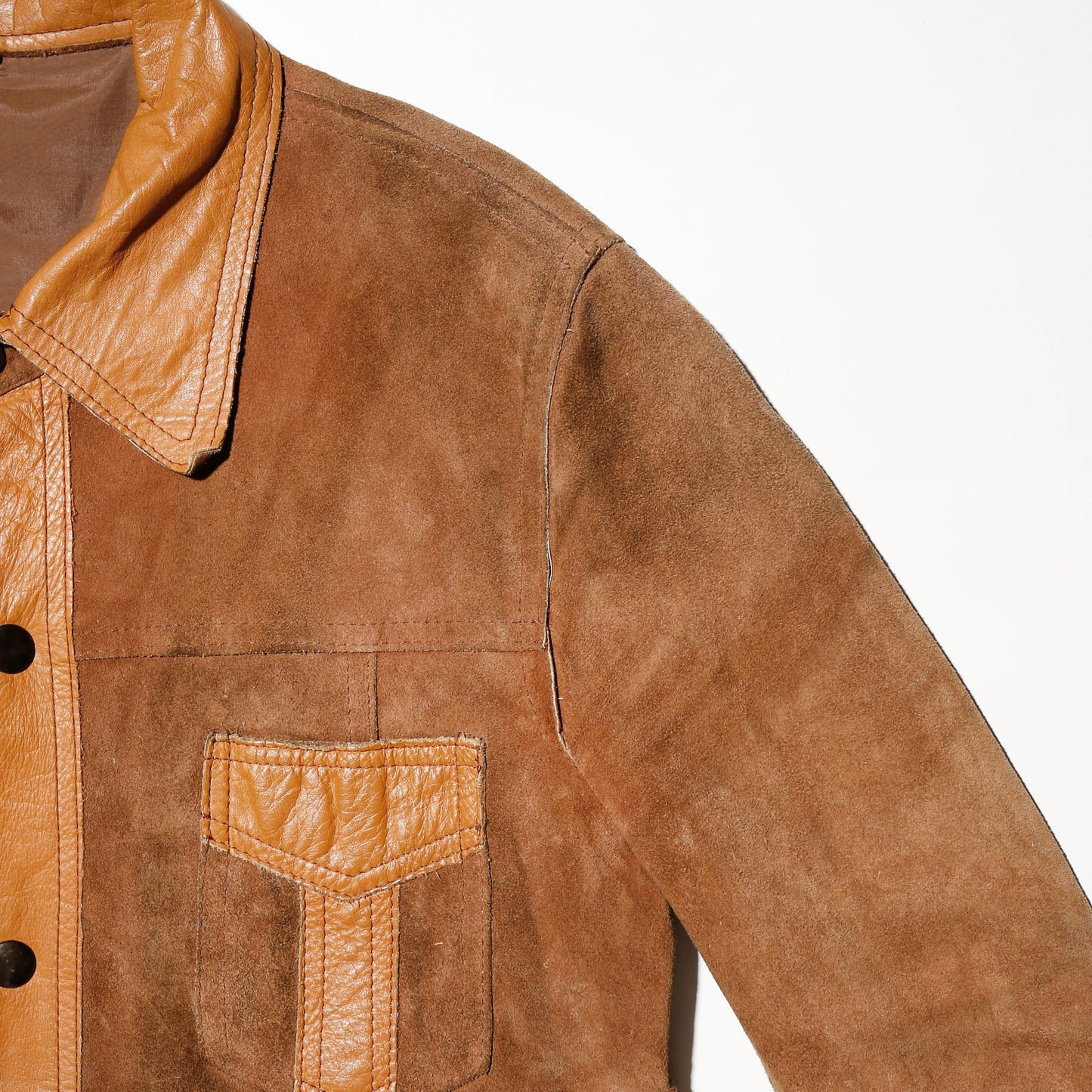 vintage 70's cropped suede leather trucker jacket