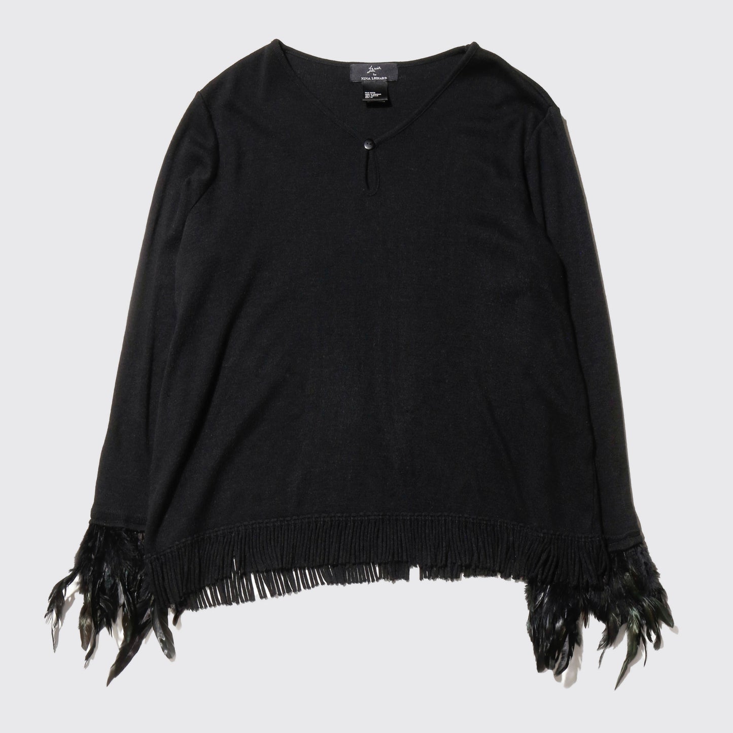 vintage feather cuffs fringe sweter