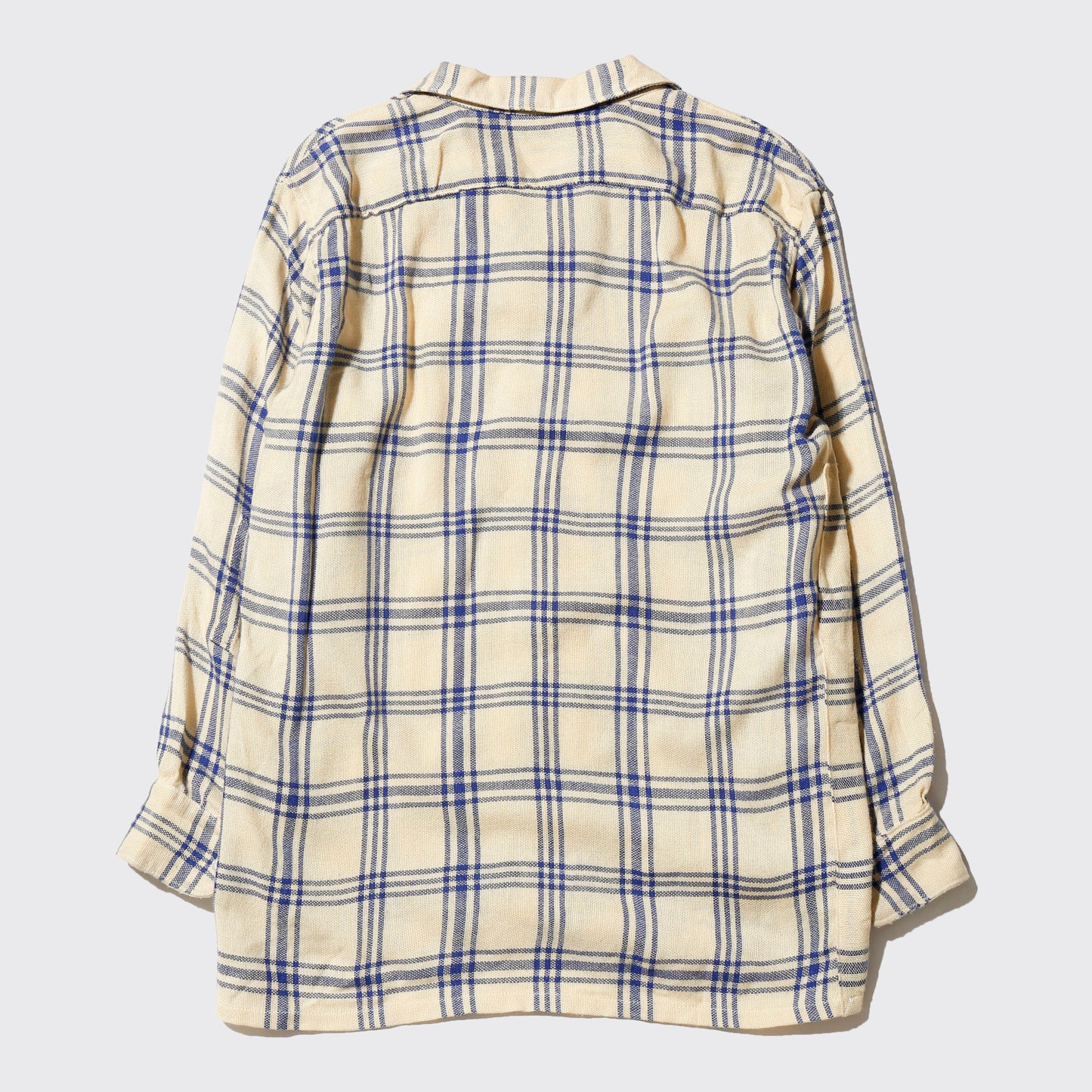 vintage open collar check slab shirt