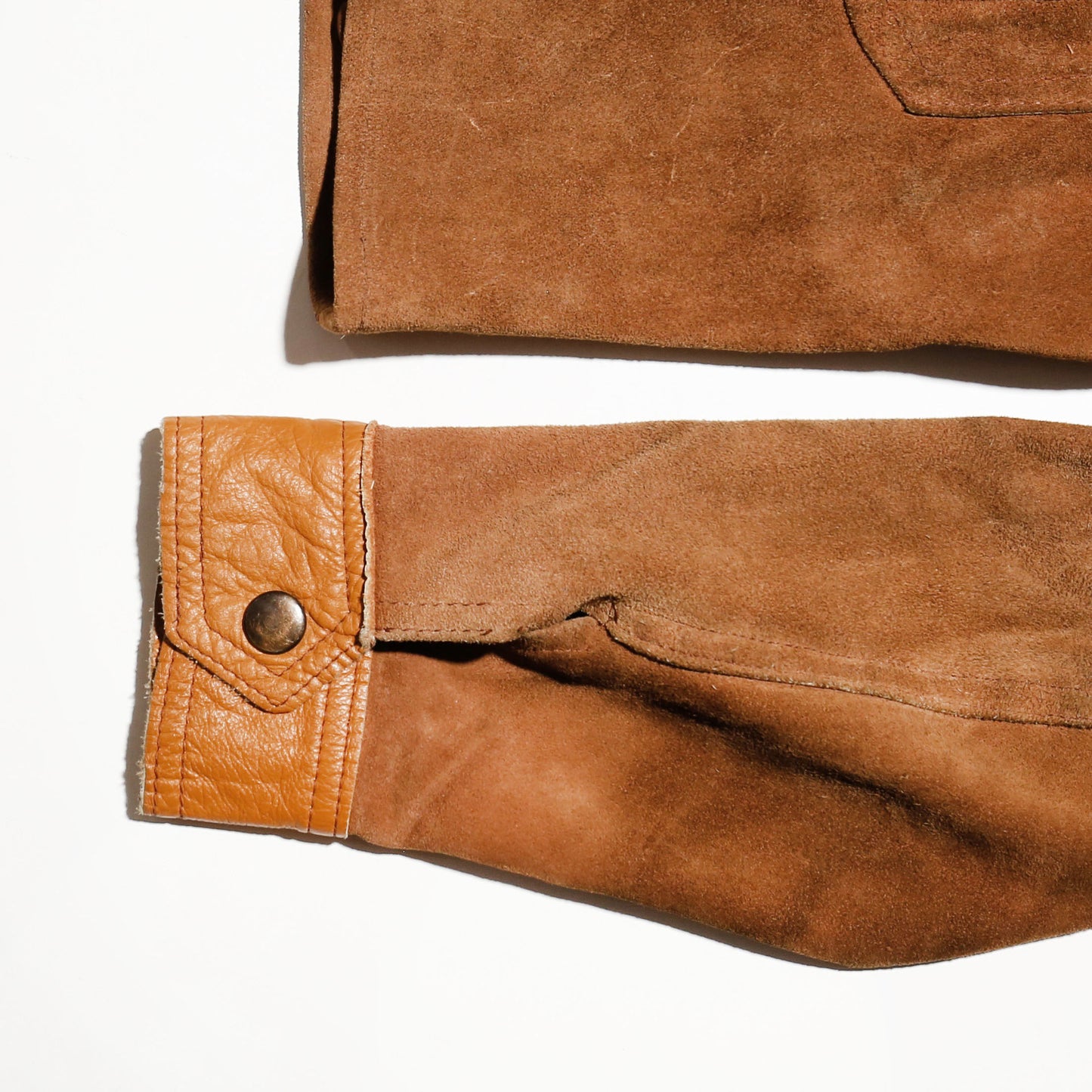 vintage 70's cropped suede leather trucker jacket