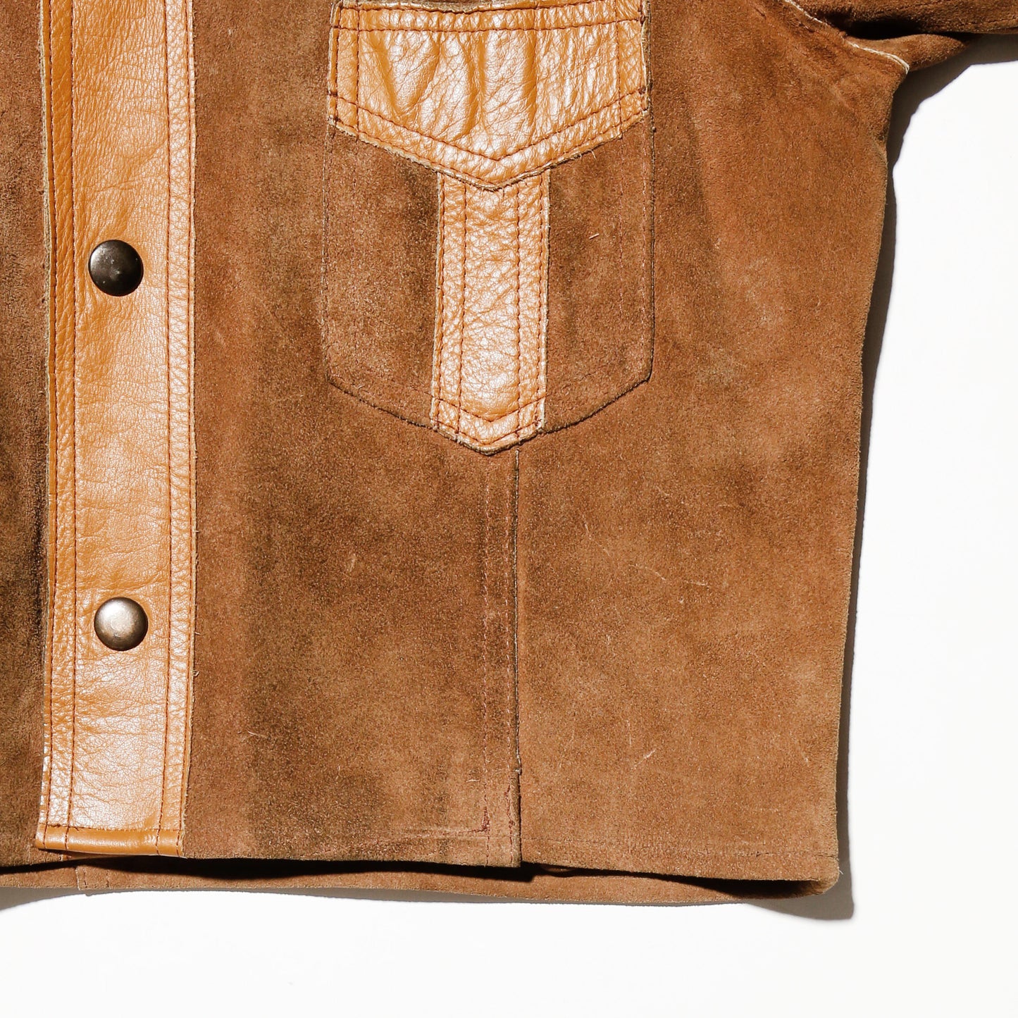 vintage 70's cropped suede leather trucker jacket