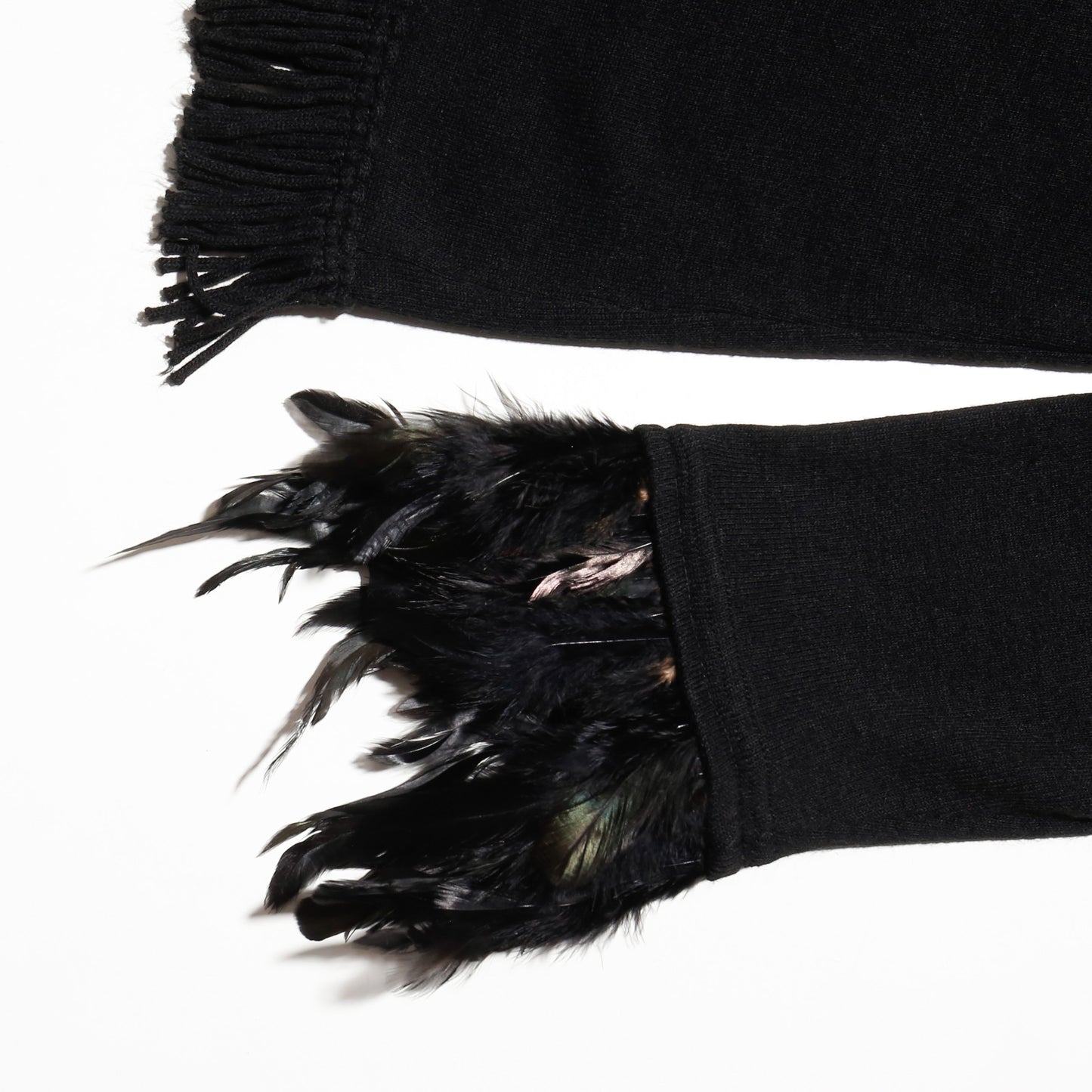 vintage feather cuffs fringe sweter